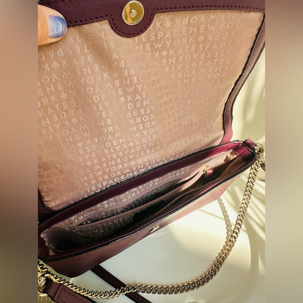 Kate Spade| Burgundy Crossbody Bag with Chain - Picture 10 of 12